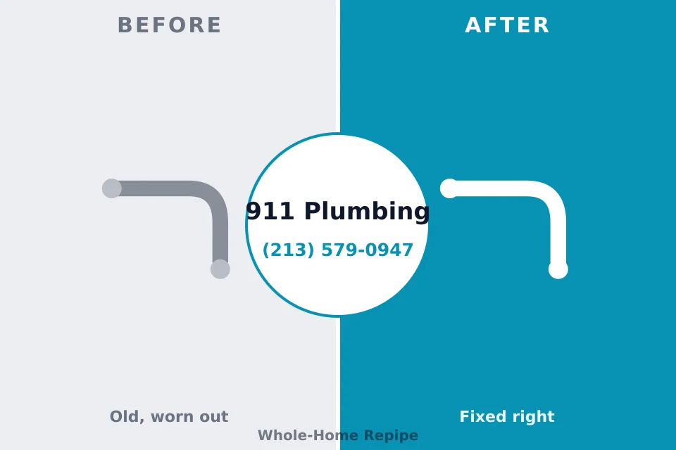 Before and after: plumbing repair Lubeck, WV